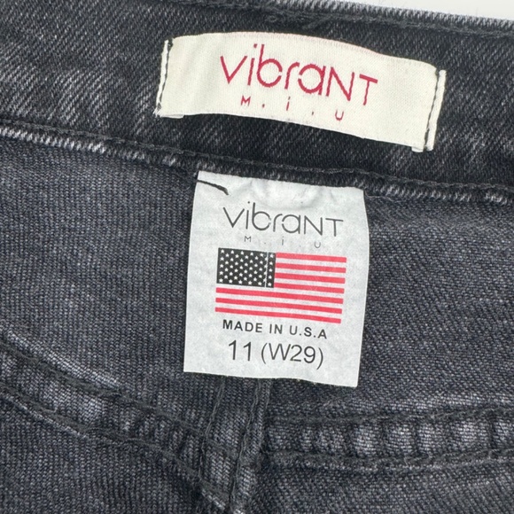 Vibrant MIU Jeans Women 29 Black Destroyed Denim High Rise Grunge Stretch USA - Picture 6 of 11